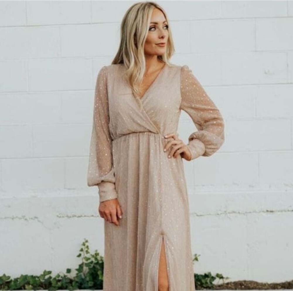 Baltic Born Abigail Sparkle Long Sleeve Maxi Dress Size M